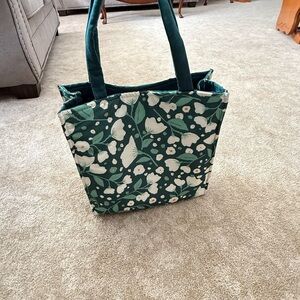 Elegant Floral Teal Tote Bag